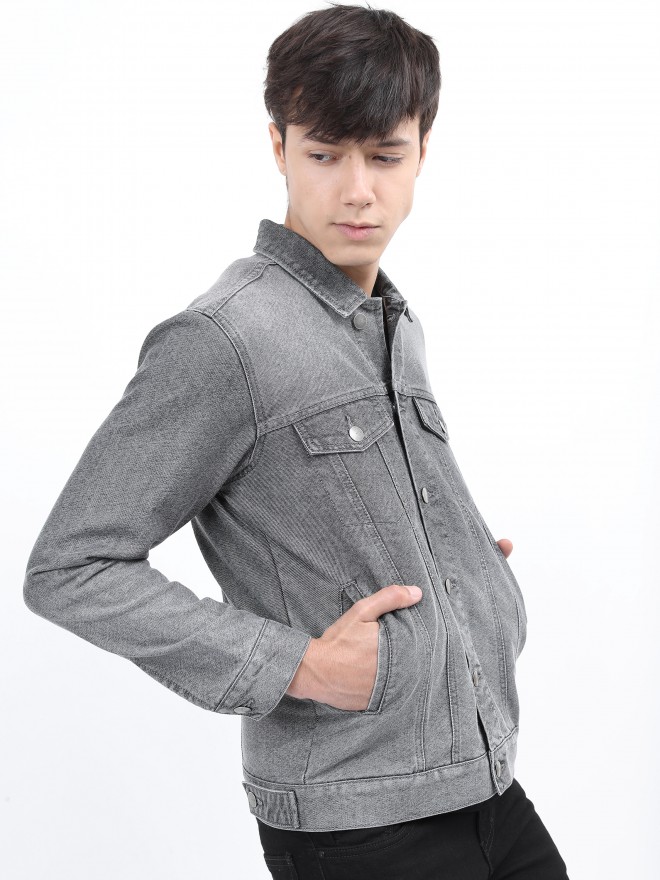 New Look denim jacket in dark gray | ASOS