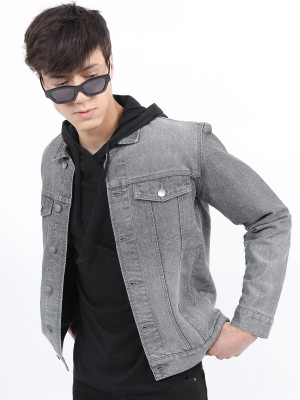 Basic Denim Jacket | Grey denim jacket, Cool outfits for men, Dark denim  jacket