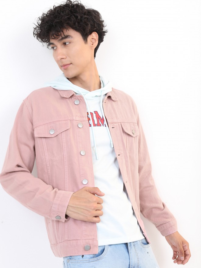 Buy Ketch Pink Solid Denim Jacket for Men Online at Rs.951 - Ketch