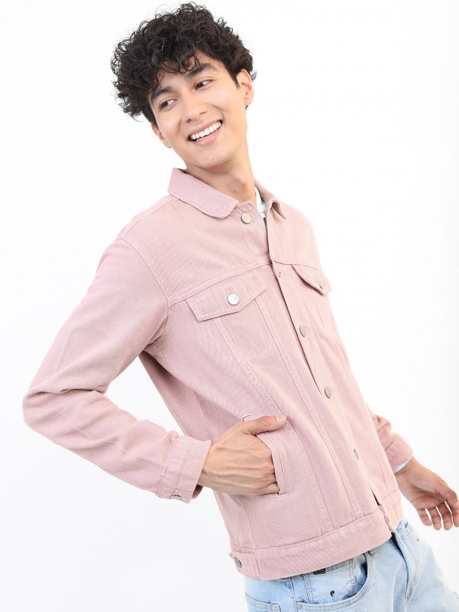 Buy Ketch Pink Solid Denim Jacket for Men Online at Rs.951 - Ketch