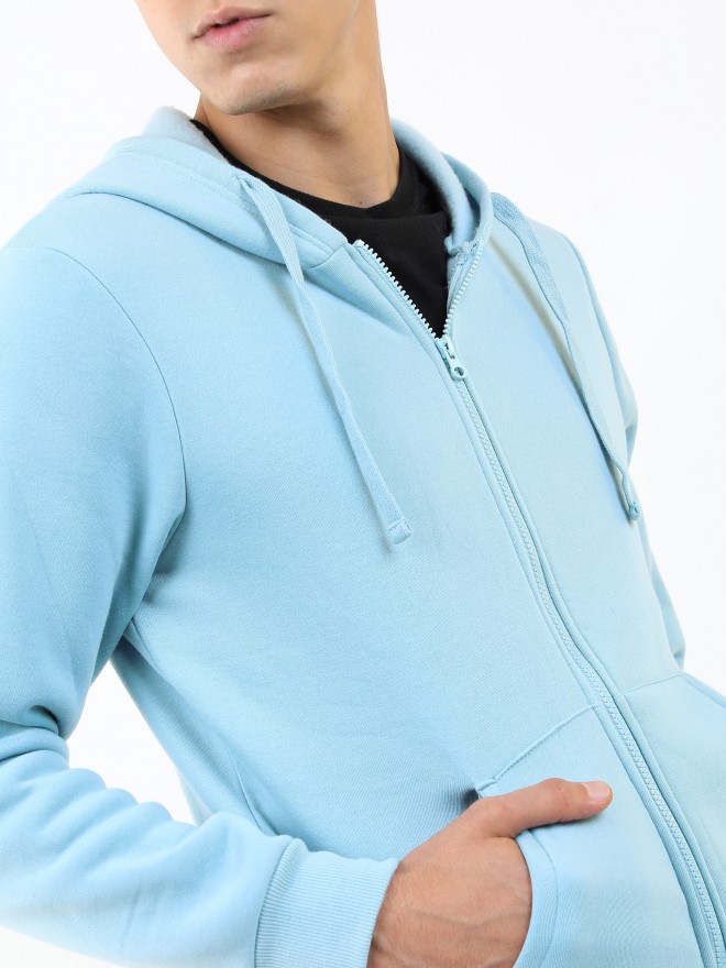 Ketch Men Blue Hood Front-Open Sweatshirts 