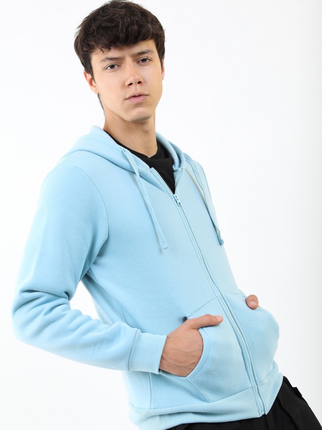 Ketch Men Blue Hood Front-Open Sweatshirts 