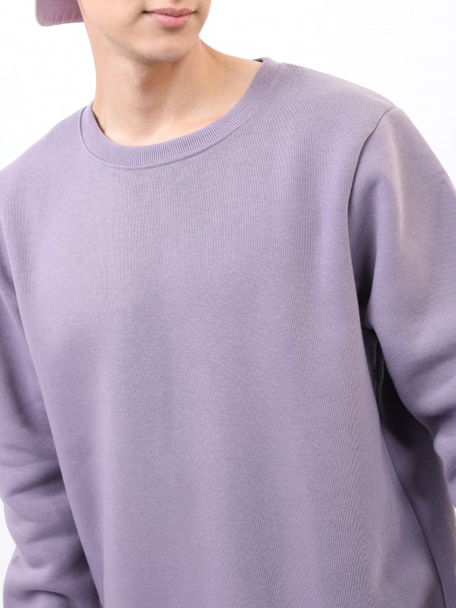 Ketch Men Purple Round Neck Pullover Sweatshirts