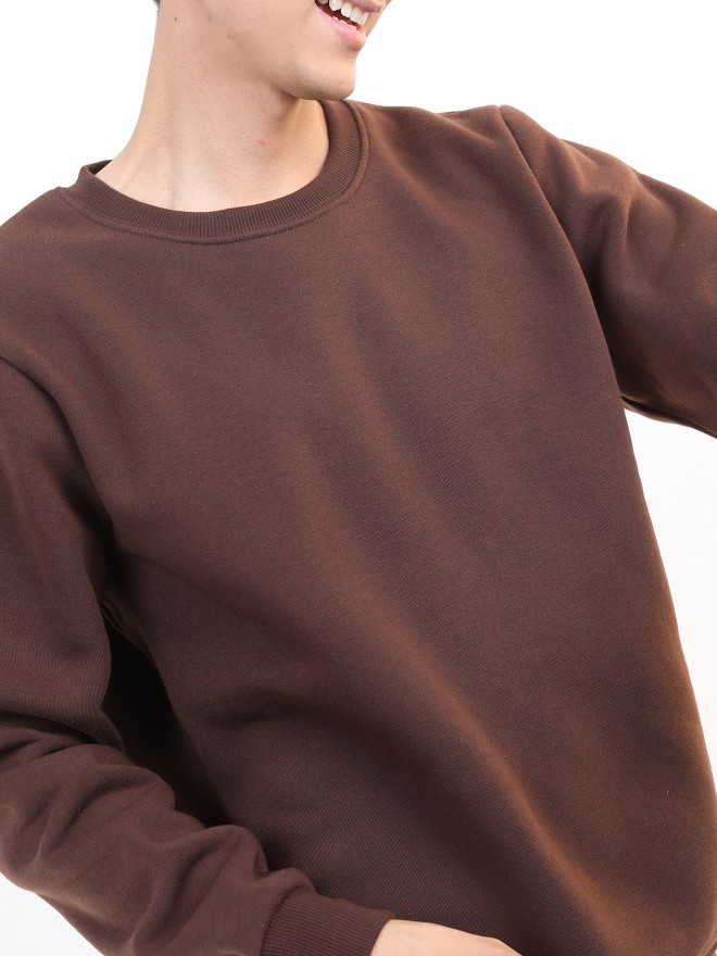 Buy Ketch Brown Round Neck Pullover Sweat Shirt for Men Online at Rs.444 -  Ketch
