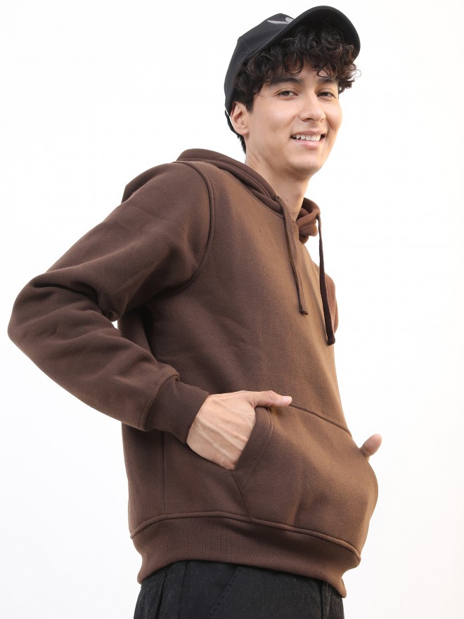 Ketch Men Brown Hood Pullover Sweatshirts 