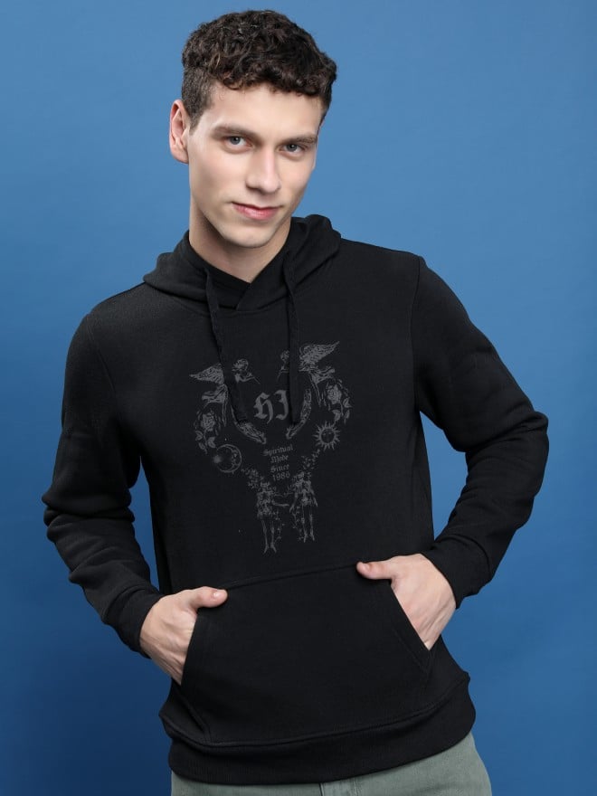 Highlander Men Black Hood Pullover Sweatshirts 