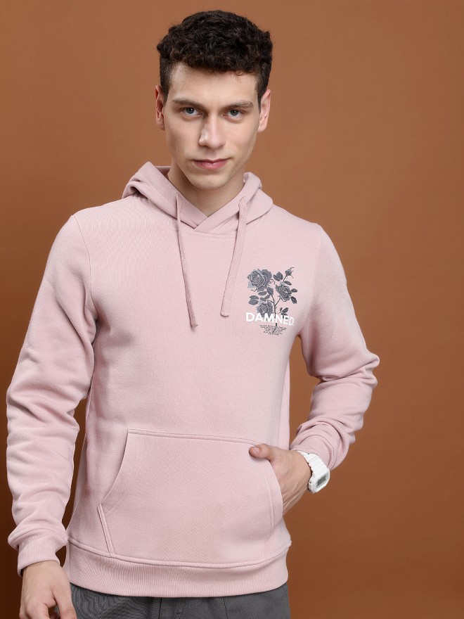 Ketch Men Pink Hood Pullover Sweatshirts 