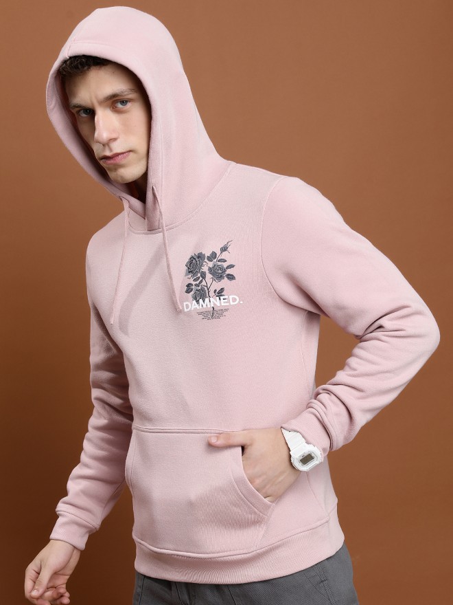 Ketch Men Pink Hood Pullover Sweatshirts 