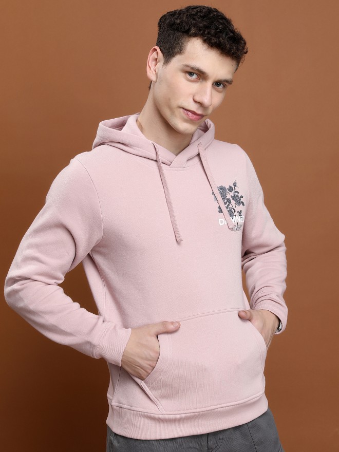 Ketch Men Pink Hood Pullover Sweatshirts 