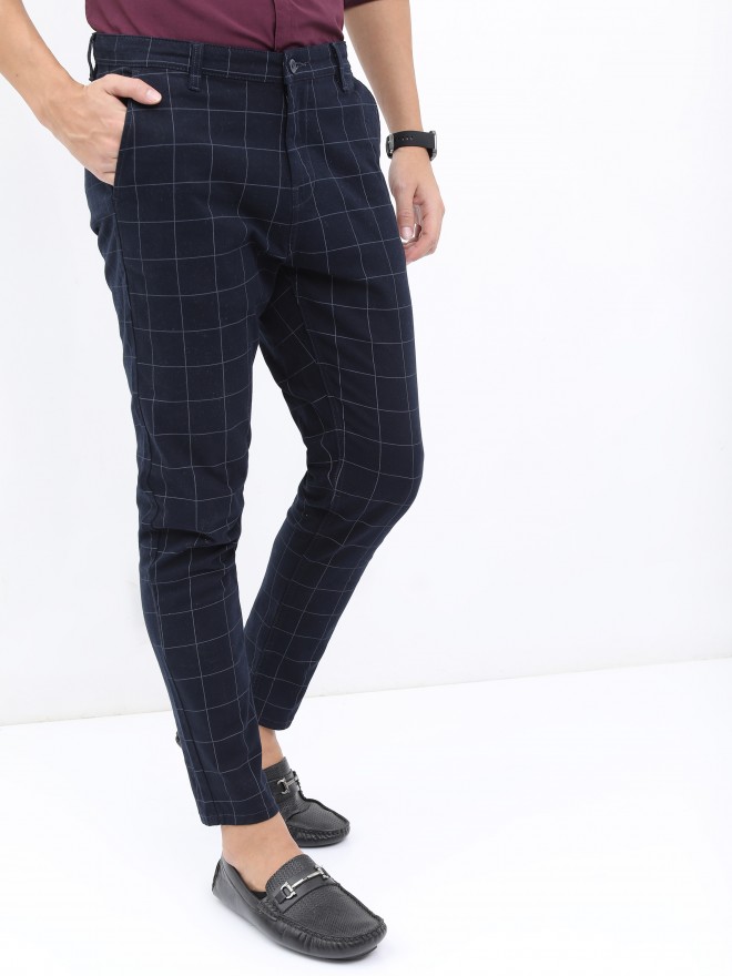 Buy Peter England Men Grey Checked Skinny Fit Formal Trousers - Trousers  for Men 18483756 | Myntra