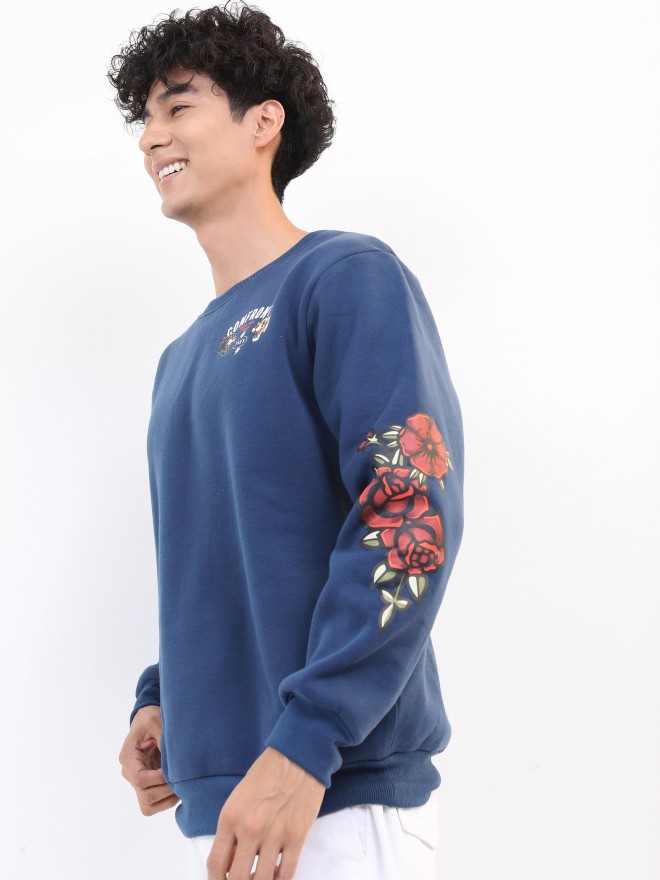 Ketch Men Blue Round Neck Pullover Sweatshirts 