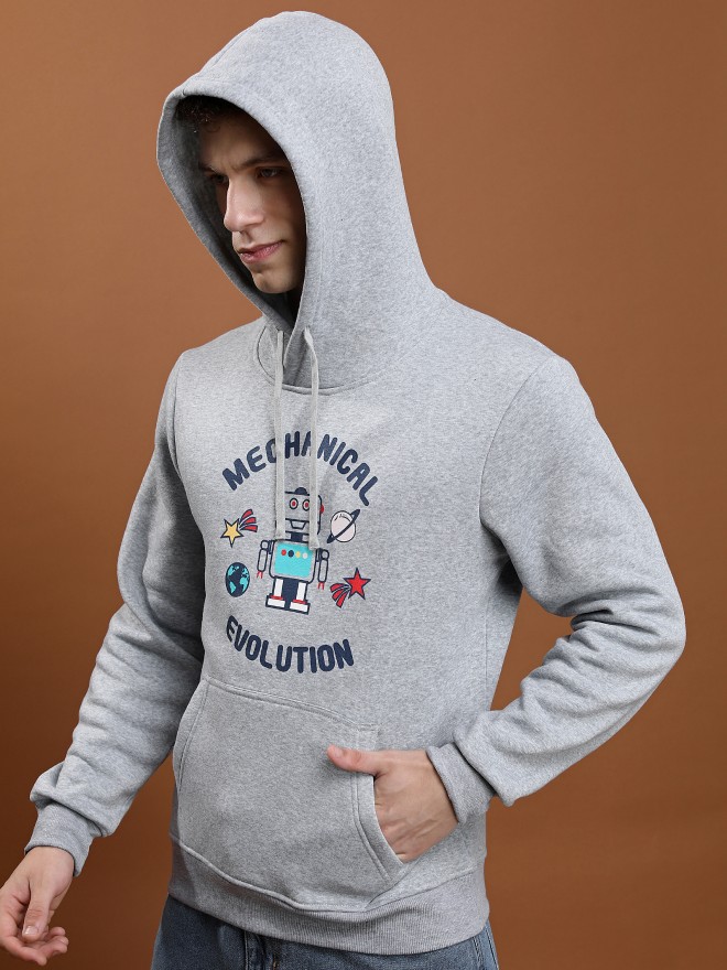 Ketch Men Grey Hood Pullover Sweatshirts 