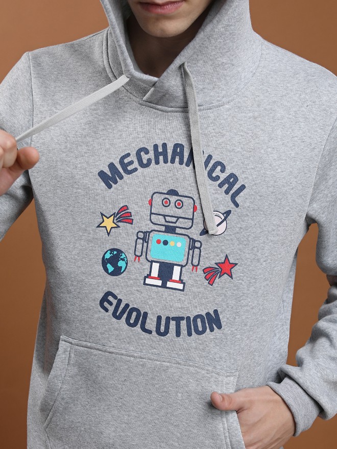 Ketch Men Grey Hood Pullover Sweatshirts 