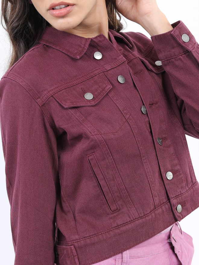 New Look Denim Jacket In Burgundy Wholesale Manufacturer & Exporters  Textile & Fashion Leather Clothing Goods with we have provide customization  Brand your own