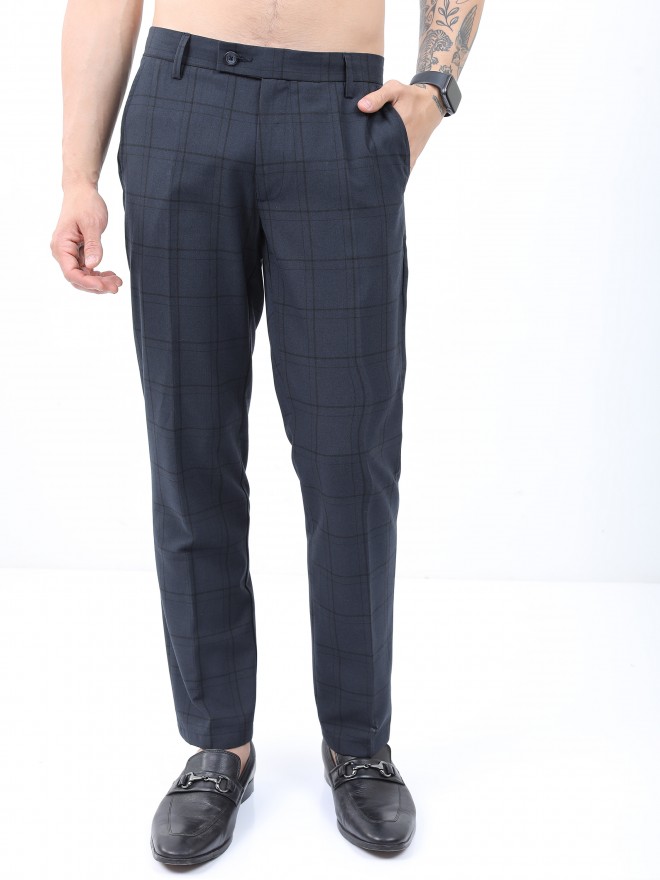 Buy Men Grey Check Slim Fit Formal Trousers Online  718414  Peter England