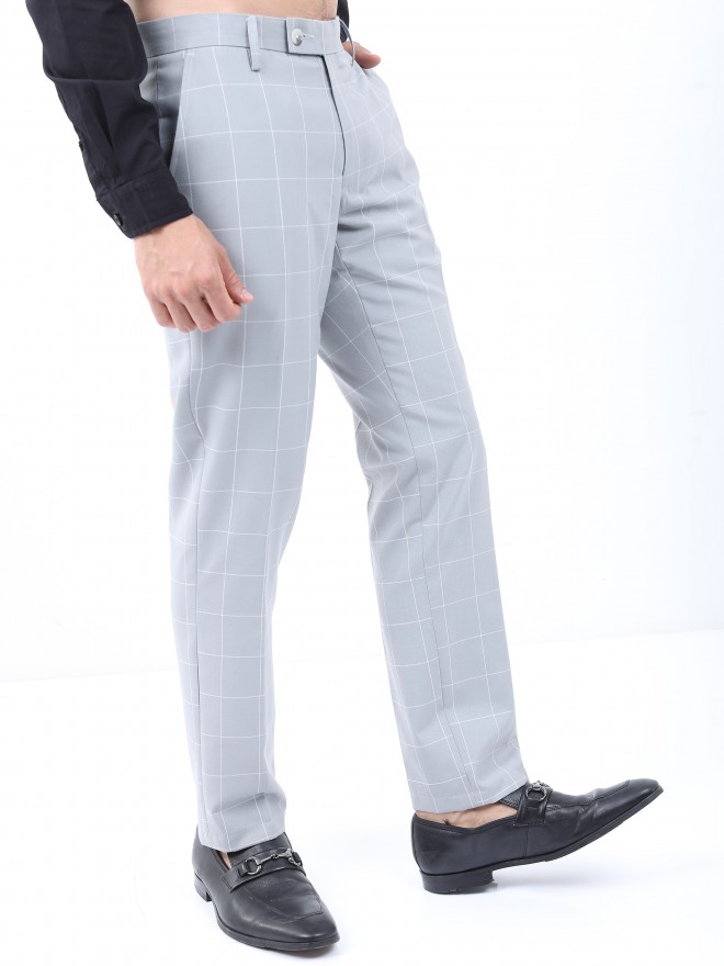 Buy Men Grey Slim Fit Textured Flat Front Formal Trousers Online - 744839 |  Louis Philippe
