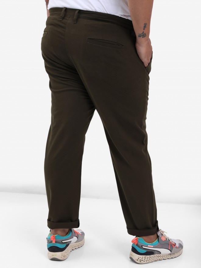 Buy Xtra Ordinary By Highlander Highlander Olive Plus Size Slim Fit Trouser  for Men Online at Rs.779 - Ketch