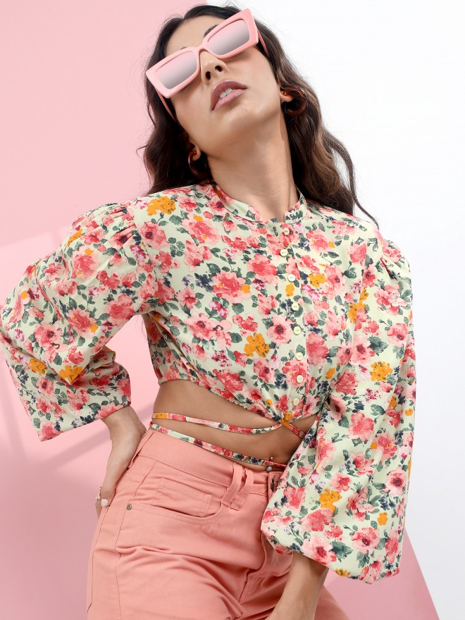 Buy Tokyo Talkies Green Floral Tie-Up Top for Women Online at Rs.449 ...