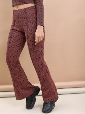 Printed Bootcut Trousers