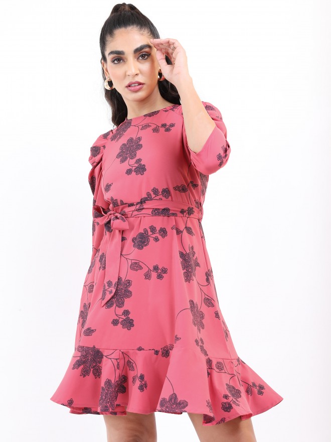 Ketch Women Rose Printed A-Line Dresses 