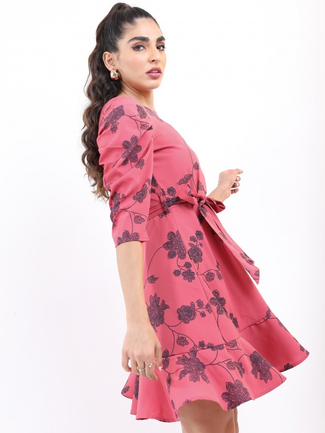 Ketch Women Rose Printed A-Line Dresses 