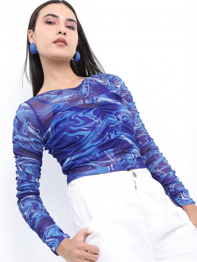 Buy Ketch Blue Mesh Top for Women Online at Rs.419 - Ketch