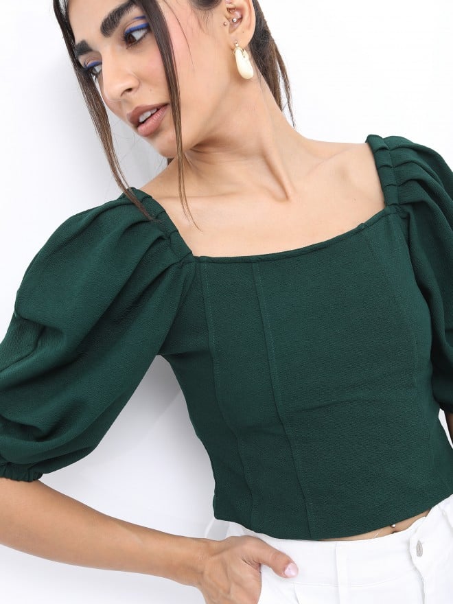 Ketch Women Green Solid Regular Tops 