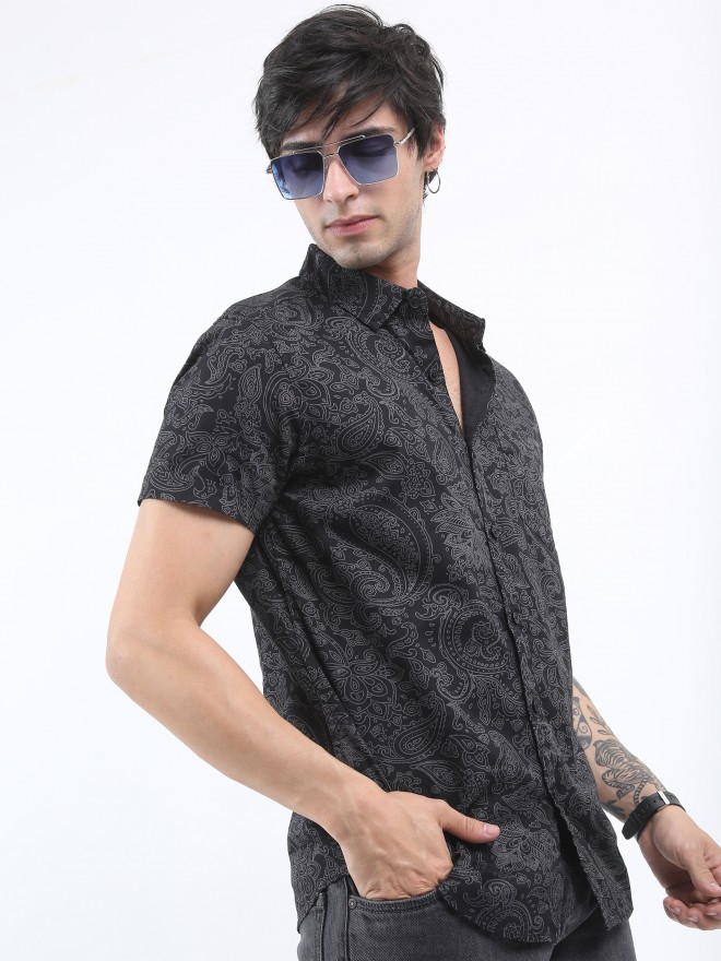 Buy Ketch Black Slim Fit Printed Casual Shirt for Men Online at Rs.473 ...
