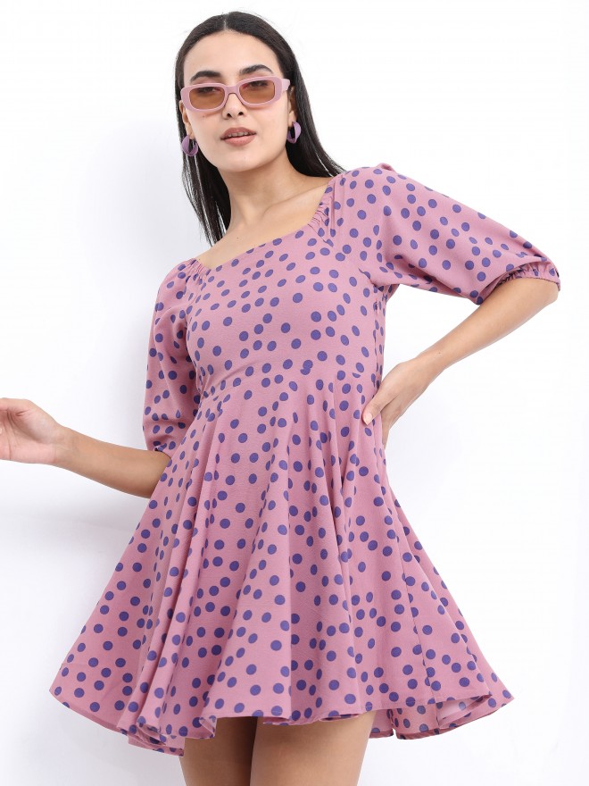 Ketch Women Pink Printed A-Line Dresses 