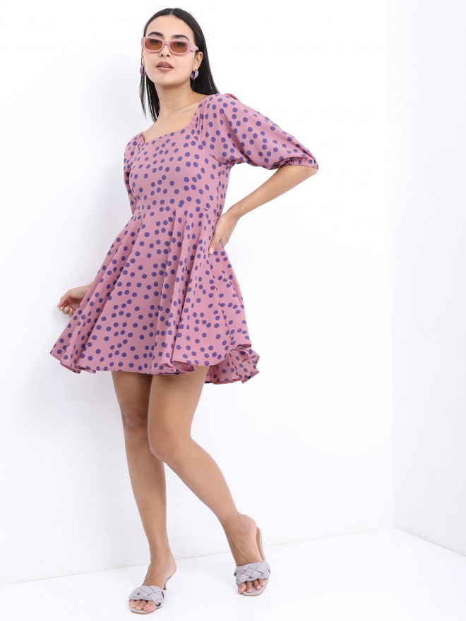 Ketch Women Pink Printed A-Line Dresses 