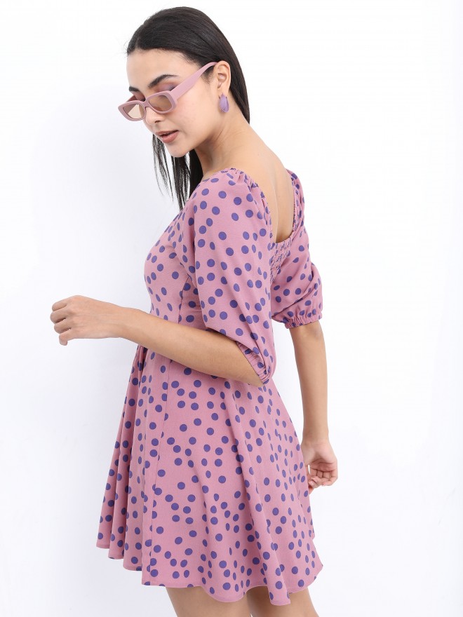 Ketch Women Pink Printed A-Line Dresses 