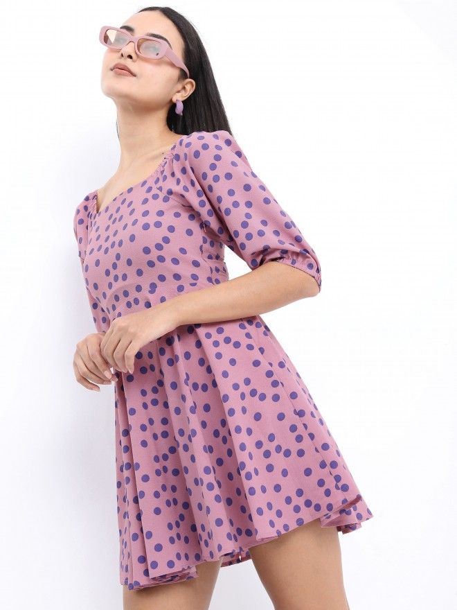 Ketch Women Pink Printed A-Line Dresses 