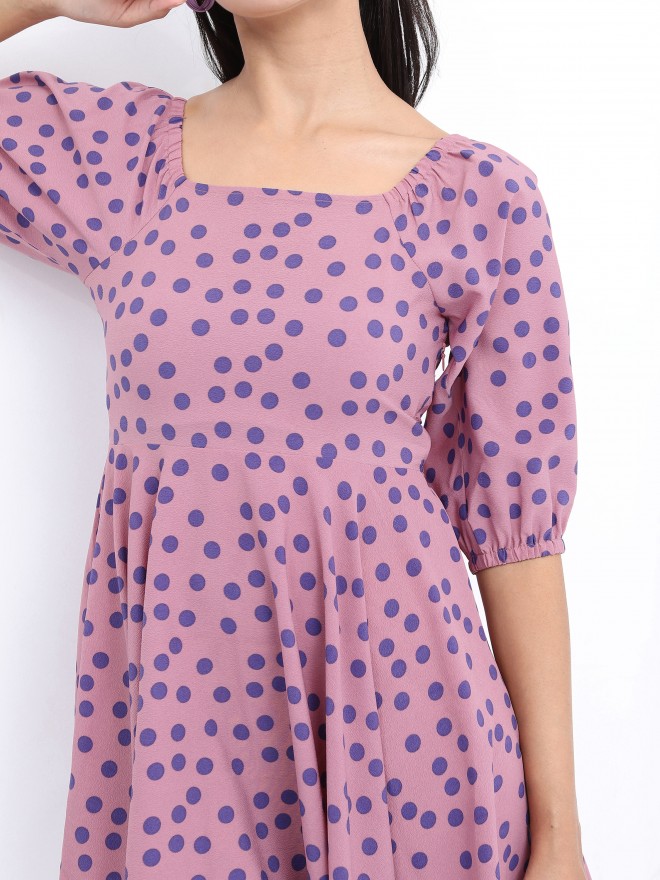 Ketch Women Pink Printed A-Line Dresses 