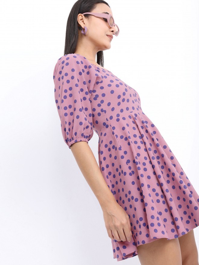 Ketch Women Pink Printed A-Line Dresses 