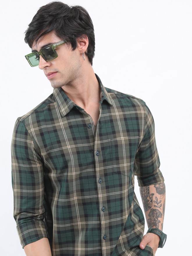 Buy Ketch Olive Slim Fit Checked Casual Shirt for Men Online at Rs.559 ...