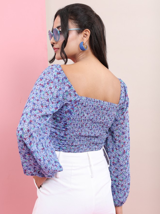 Buy Tokyo Talkies Blue Printed Crop Top for Women Online at Rs.367 - Ketch