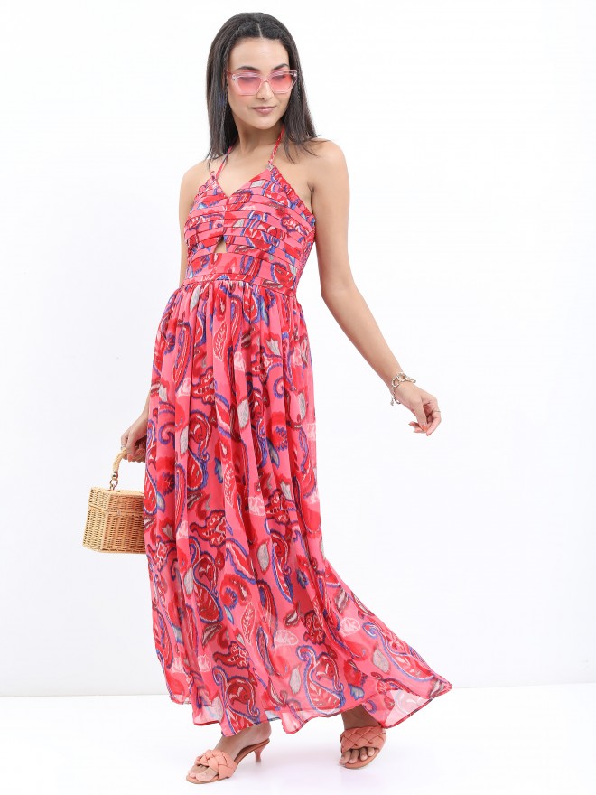 Buy Tokyo Talkies Red Floral Printed Maxi Dress for Women Online at Rs ...