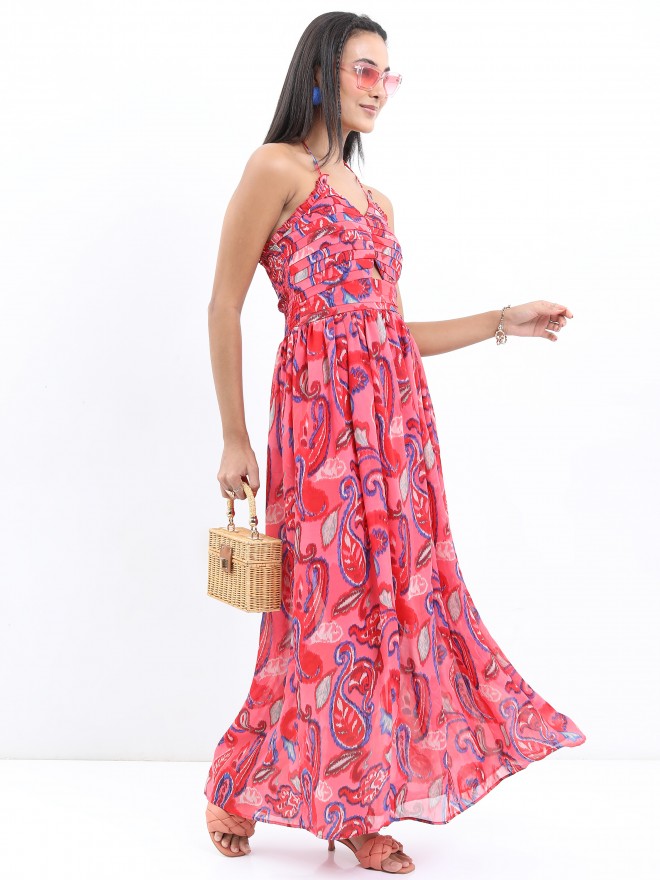 Buy Tokyo Talkies Red Floral Printed Maxi Dress for Women Online at Rs ...
