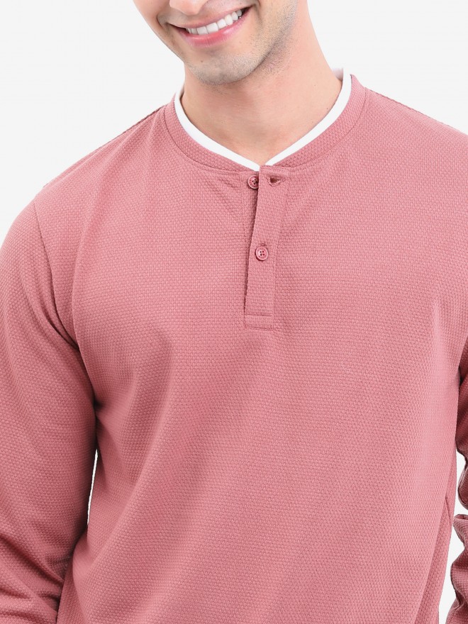 Buy CP BRO Men Pink Henley Neck Slim Fit T Shirt - Tshirts for Men