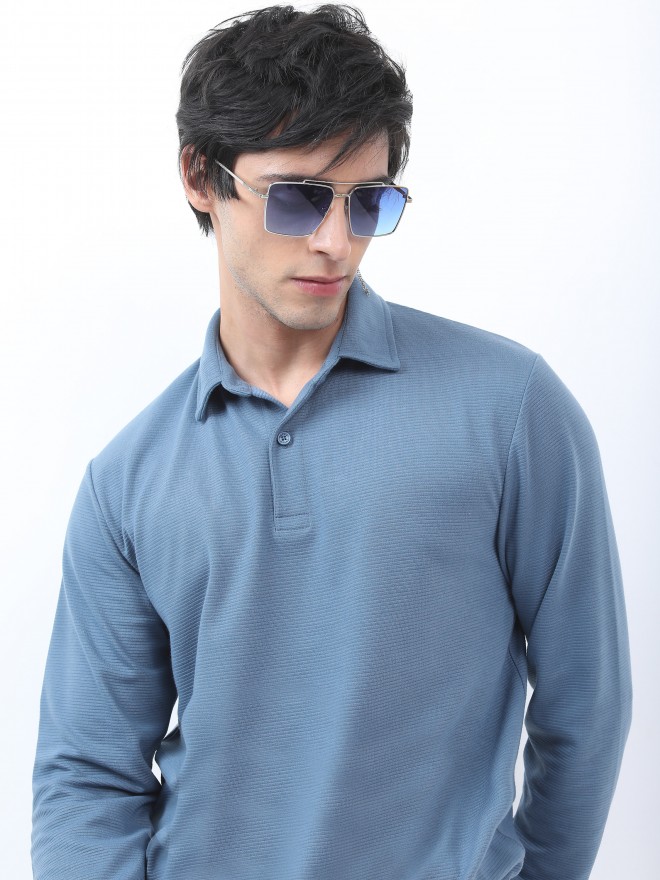 Buy Ketch Blue Solid Polo Collar T-shirt for Men Online at Rs.619 - Ketch