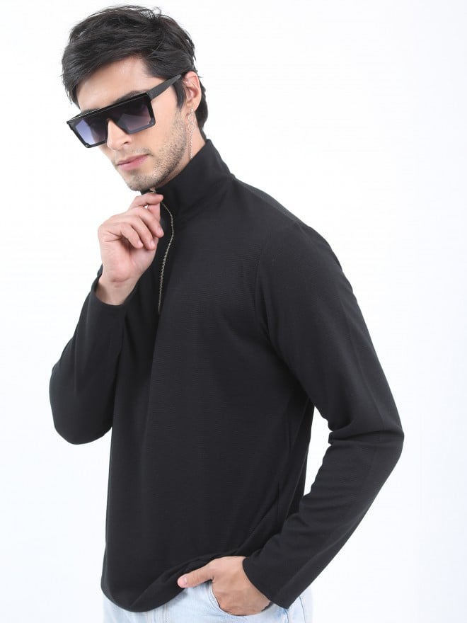 8296K maglia dolcevita uomo MESSAGERIE cotton black roll neck t-shirt man