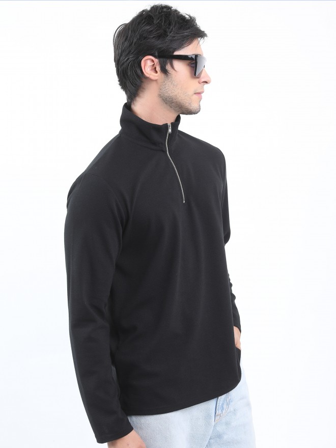 Ketch Men Black Solid High Neck T-Shirts