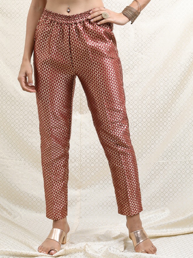 Buy Maroon Trousers & Pants for Women by Ancestry Online | Ajio.com