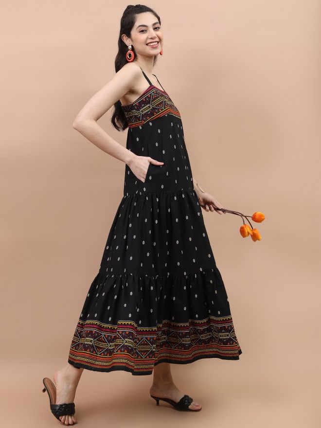 Vishudh black printed 2025 maxi dress