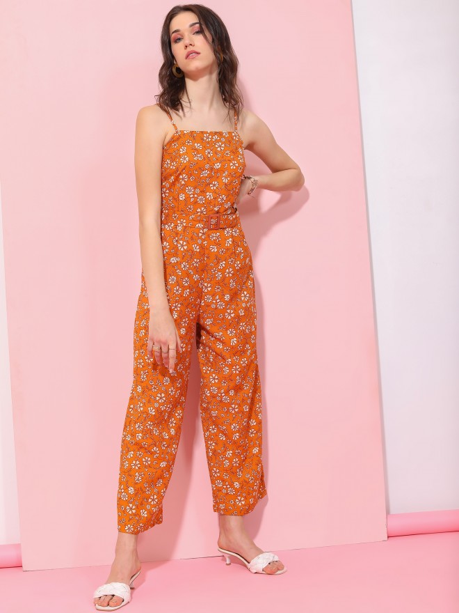 Orange store print jumpsuit