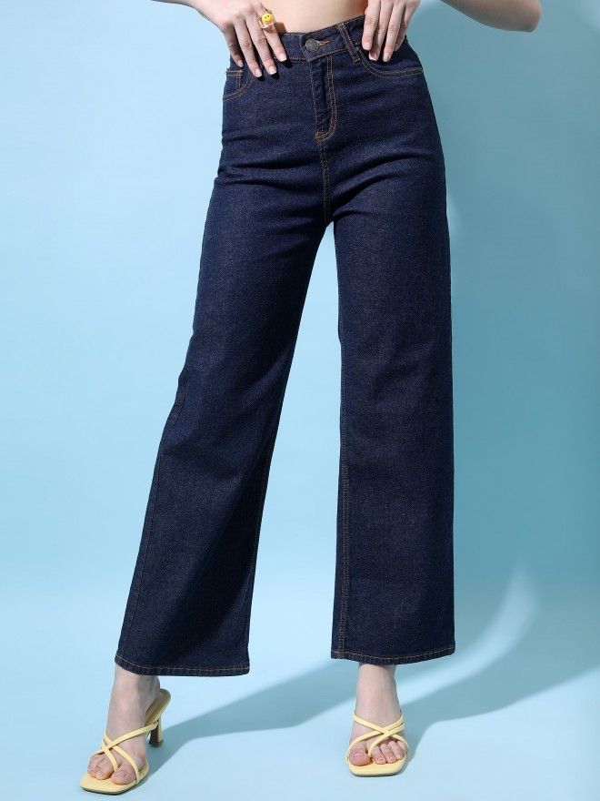Buy Tokyo Talkies Indigo Flared Stretchable Jeans for Women Online at ...