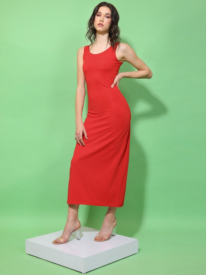 Buy Tokyo Talkies Red Solid Maxi Dress For Women Online At Rs Ketch