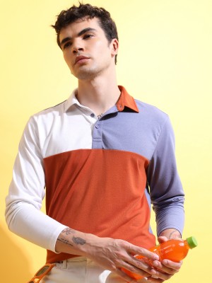 Colourblocked Polo Collar Tshirt