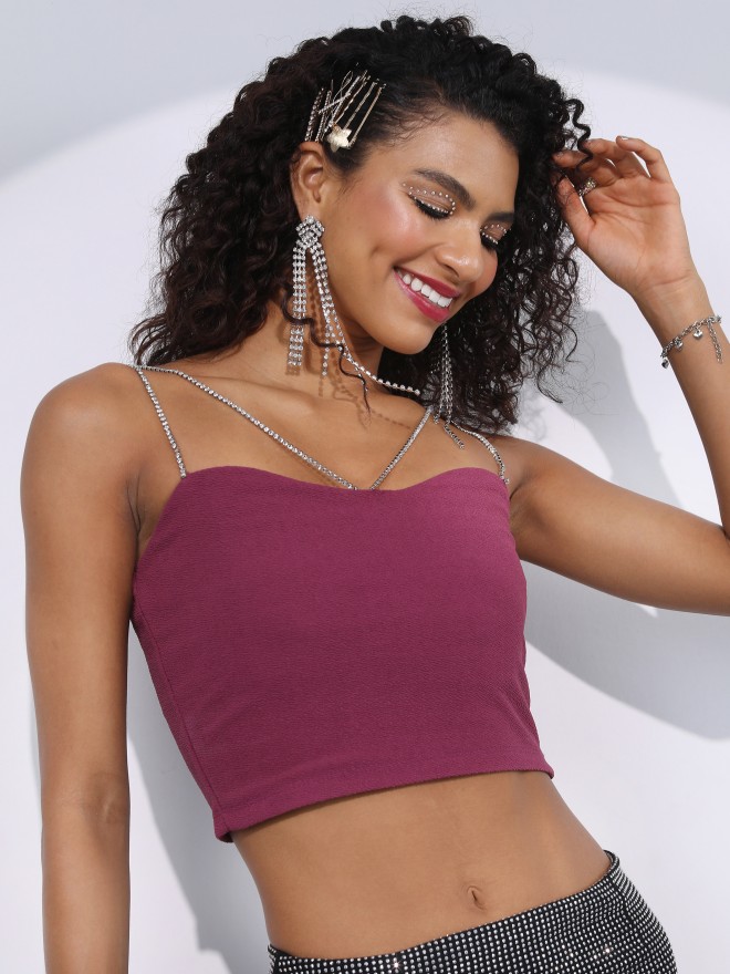 Buy Tokyo Talkies Dusty Pink Solid Crop for Women at - Ketch