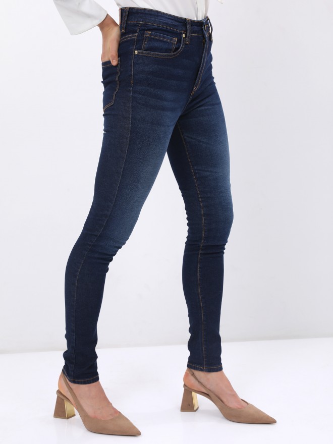 Buy Tokyo Talkies Indigo Skinny Fit Stretchable Jeans for Women Online ...
